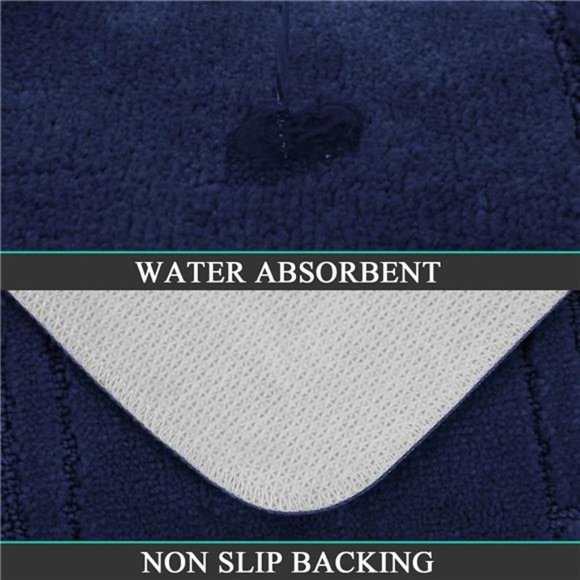 Bathroom Rugs Sets 3 Piece with Toilet Cover, Non Slip and U-Shaped Contour Mat - Picture 4 of 6